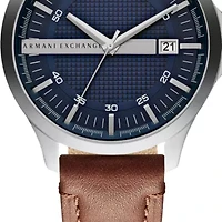 Three-Hand Date Brown Leather Watch