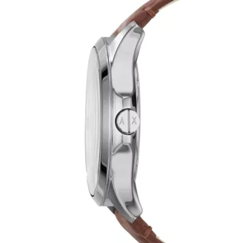 Three-Hand Date Brown Leather Watch
