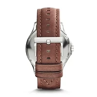 Three-Hand Date Brown Leather Watch