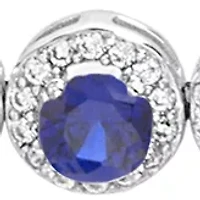 Sterling Silver 5 Halo Stone and Cubic Zirconia Slider Bracelet'