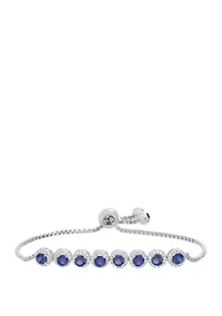 Sterling Silver 5 Halo Stone and Cubic Zirconia Slider Bracelet'