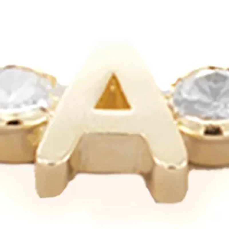 Brass 5 Millimeter Cubic Zirconia Initial Tennis Slider Bracelet