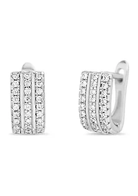 Sterling Silver 3 Row Huggie Hoop Earrings 
