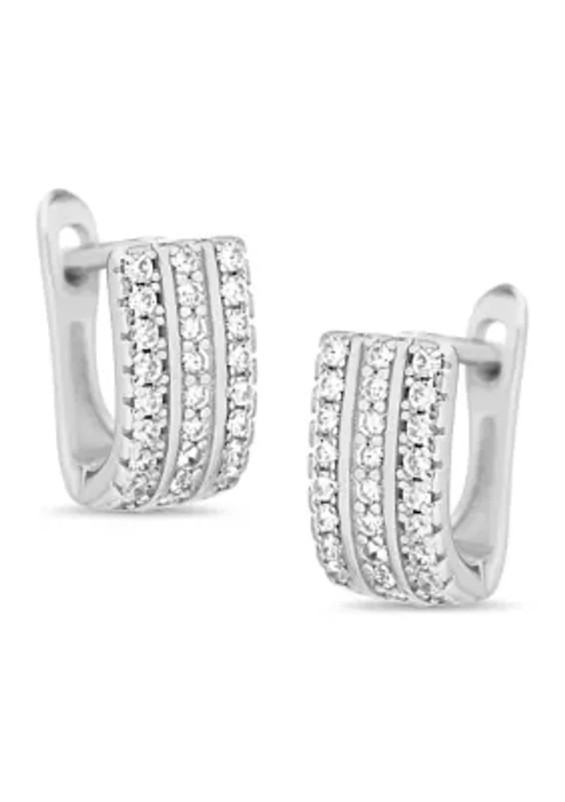 Sterling Silver 3 Row Huggie Hoop Earrings 