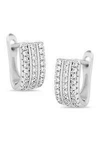 Sterling Silver 3 Row Huggie Hoop Earrings 
