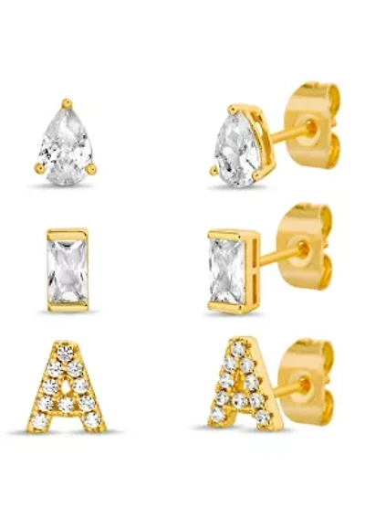 Lab Created Cubic Zirconia Initials Earring Set