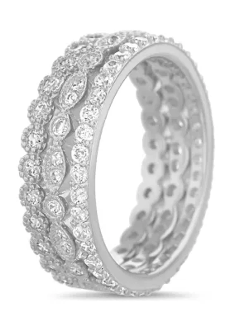 Lab Created Sterling Silver Trio Stack Ring Set - Boxed