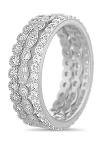 Lab Created Sterling Silver Trio Stack Ring Set - Boxed