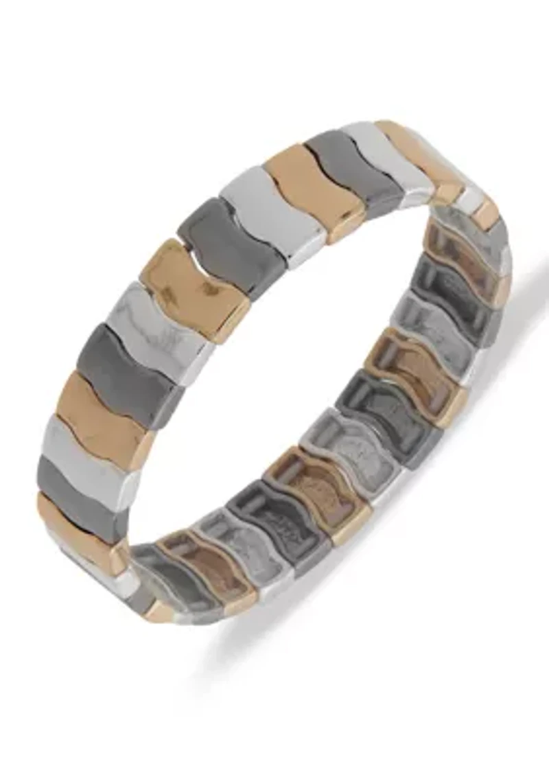 Tri-Tone Stacked Stretch Boxed Bracelet 