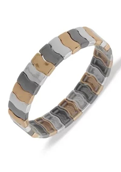 Tri-Tone Stacked Stretch Boxed Bracelet 