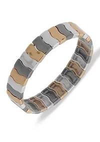 Tri-Tone Stacked Stretch Boxed Bracelet 