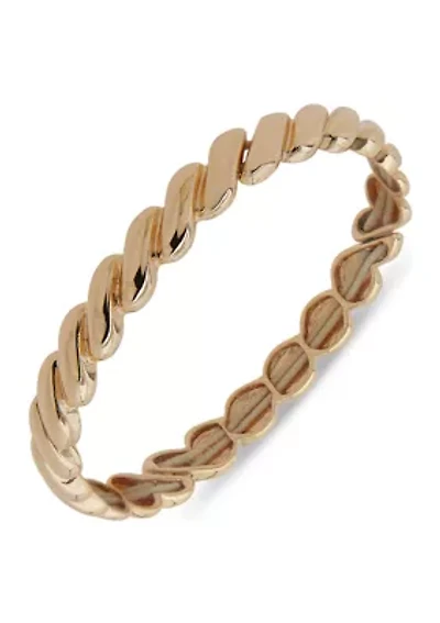 Gold Tone Twisted Stretch Bracelet