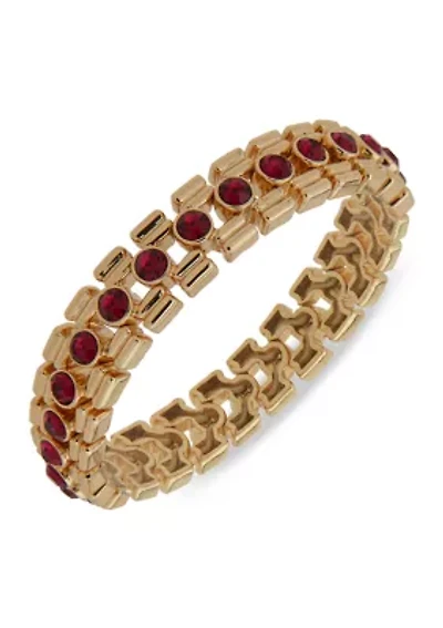 Gold Tone Fuchsia Stretch Bracelet