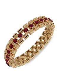 Gold Tone Fuchsia Stretch Bracelet