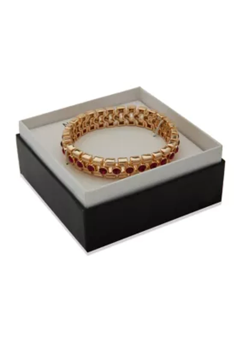 Gold Tone Fuchsia Stretch Bracelet