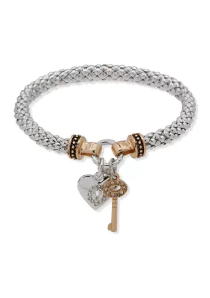 Heart and Key Stretch Bracelet