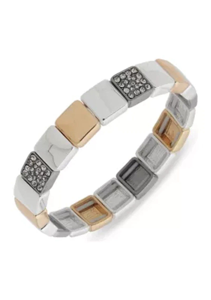 Tri Tone Pave Stretch Bracelet