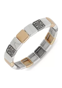 Tri Tone Pave Stretch Bracelet