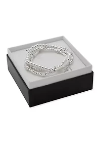Crystal Heart Pave Stretch Bracelets Set