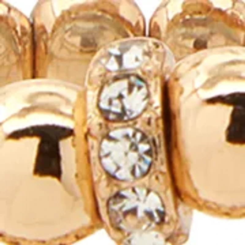 Gold Tone Set of 3 Crystal Pave Heart Stretch Bracelets - Boxed 