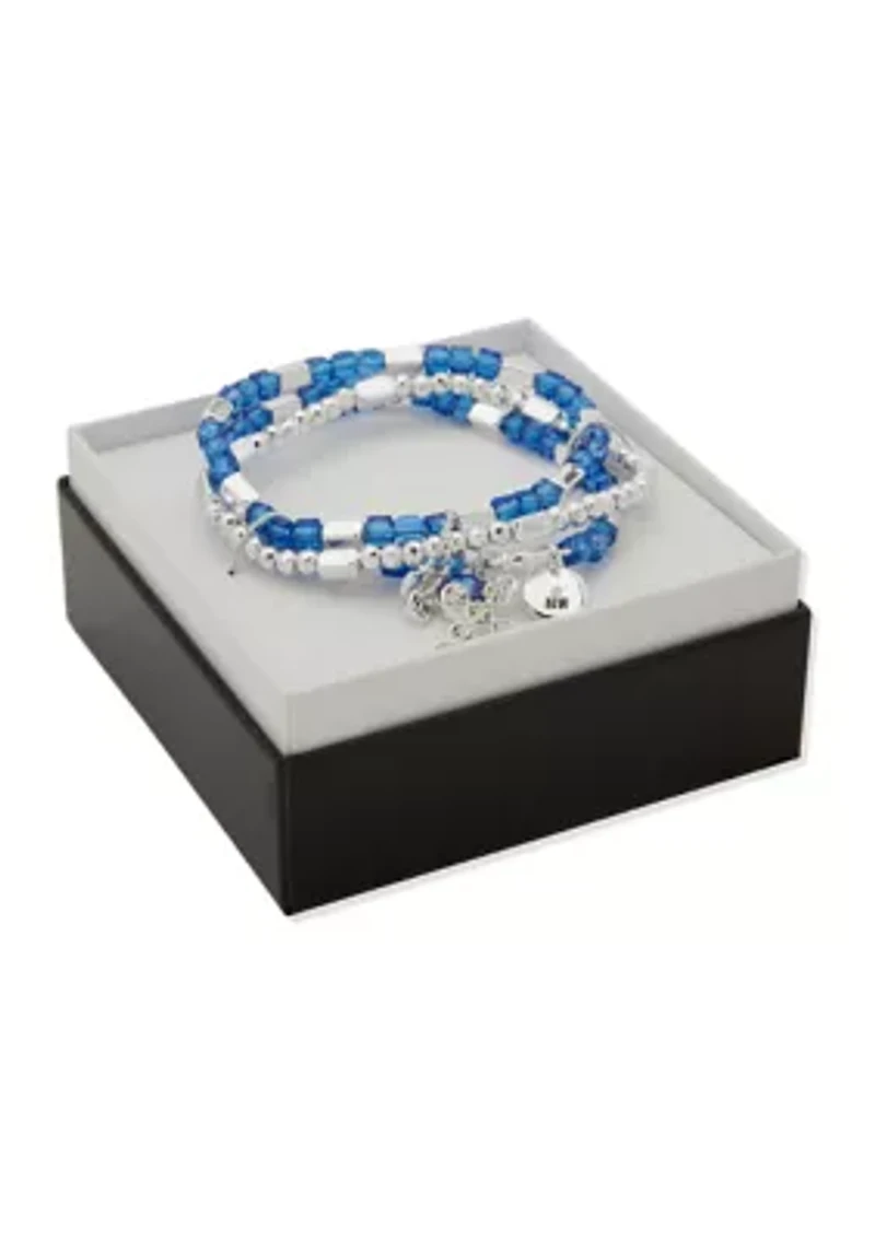 Silver Tone Beaded Popcorn Cross Bracelet - Set of 3