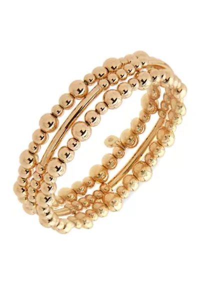 Silver Tone Beaded Metal Stretch Bracelets - Boxed