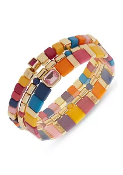 Multi Beaded Stretch Bracelet Set