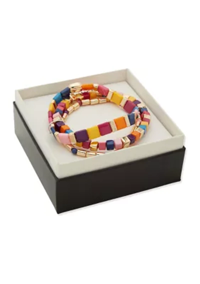 Multi Beaded Stretch Bracelet Set