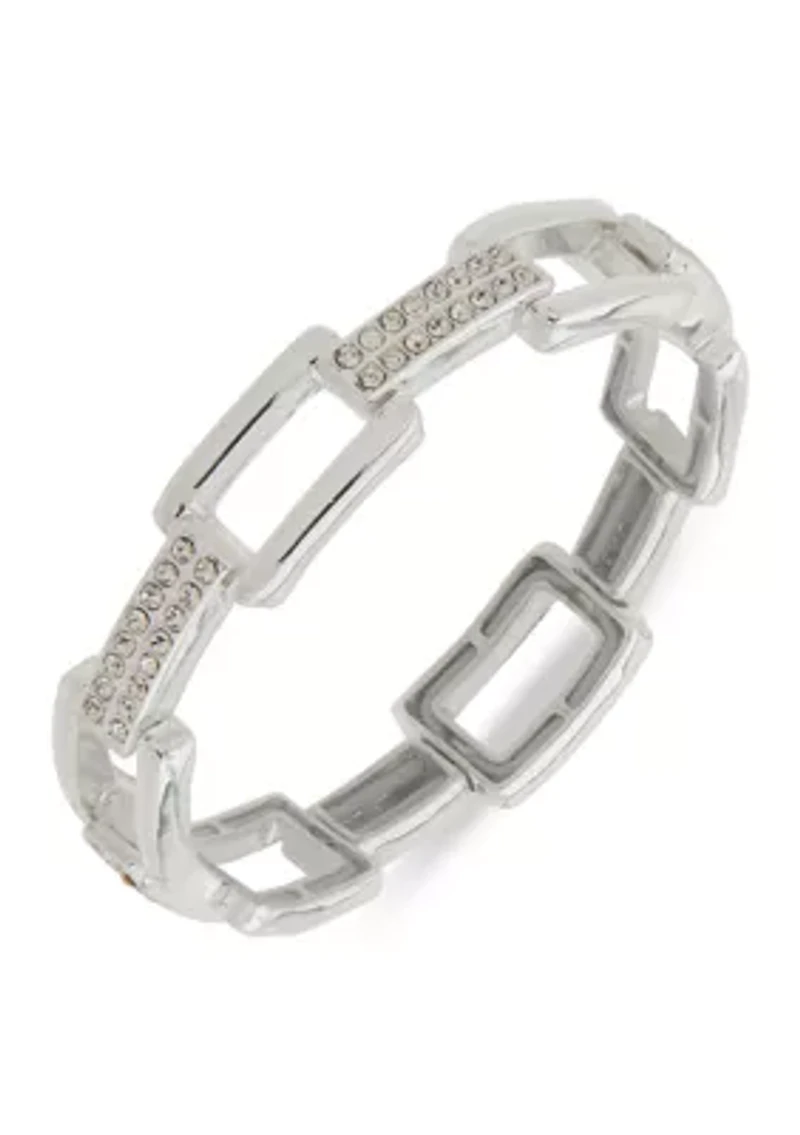 Crystal Rectangle Link Stretch Bracelet