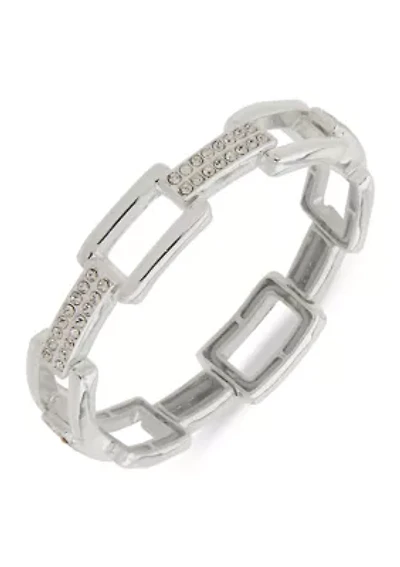 Crystal Rectangle Link Stretch Bracelet