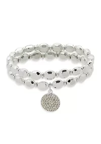 Two Row Beaded Stretch Disc Bracelet Set
