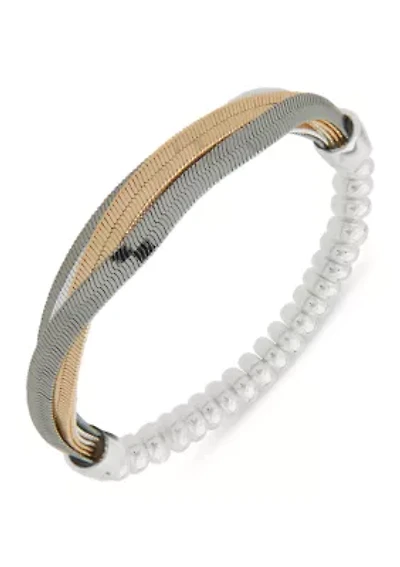 Tri Tone Chain Stretch Bracelet