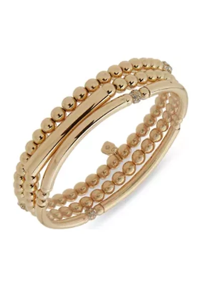 Gold Tone Crystal Beaded Stretch Bracelet Set