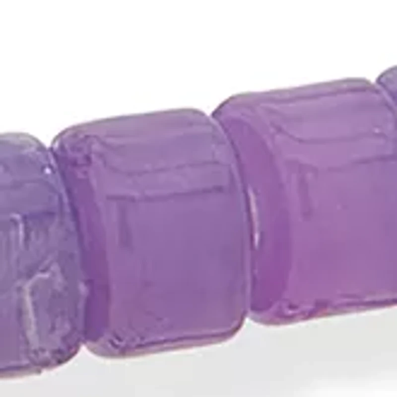 Silver Tone Purple Pave Cross Stretch Bracelet Set