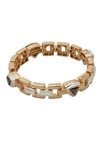Tri Tone Emblem Stretch Bracelet