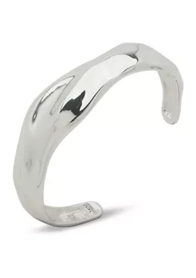 Silver Tone Molten Cuff Bracelet