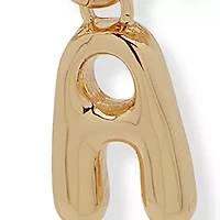 Gold Tone Puffy Initial Stretch Bracelet Set