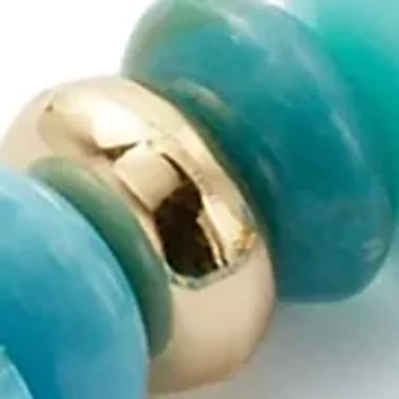 Gold Tone Heart Blue Bead Stretch Bracelet