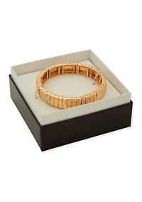 Gold Tone Crystal Banded Stretch Bracelet
