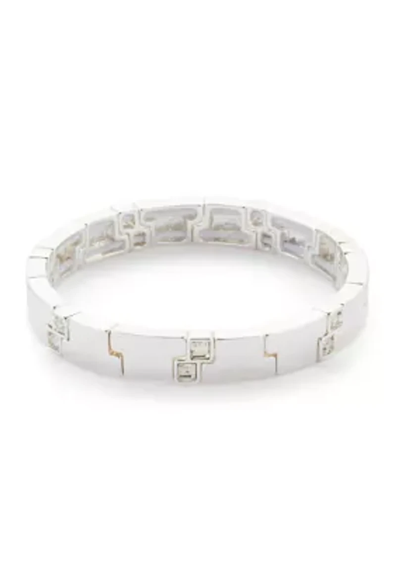 Silver Tone Crystal Stretch Bracelet