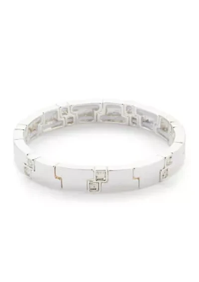 Silver Tone Crystal Stretch Bracelet