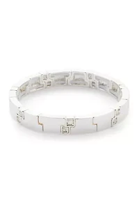 Silver Tone Crystal Stretch Bracelet
