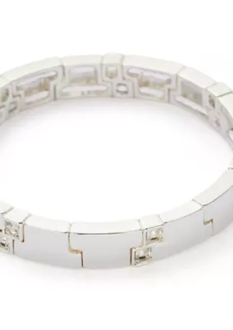 Silver Tone Crystal Stretch Bracelet