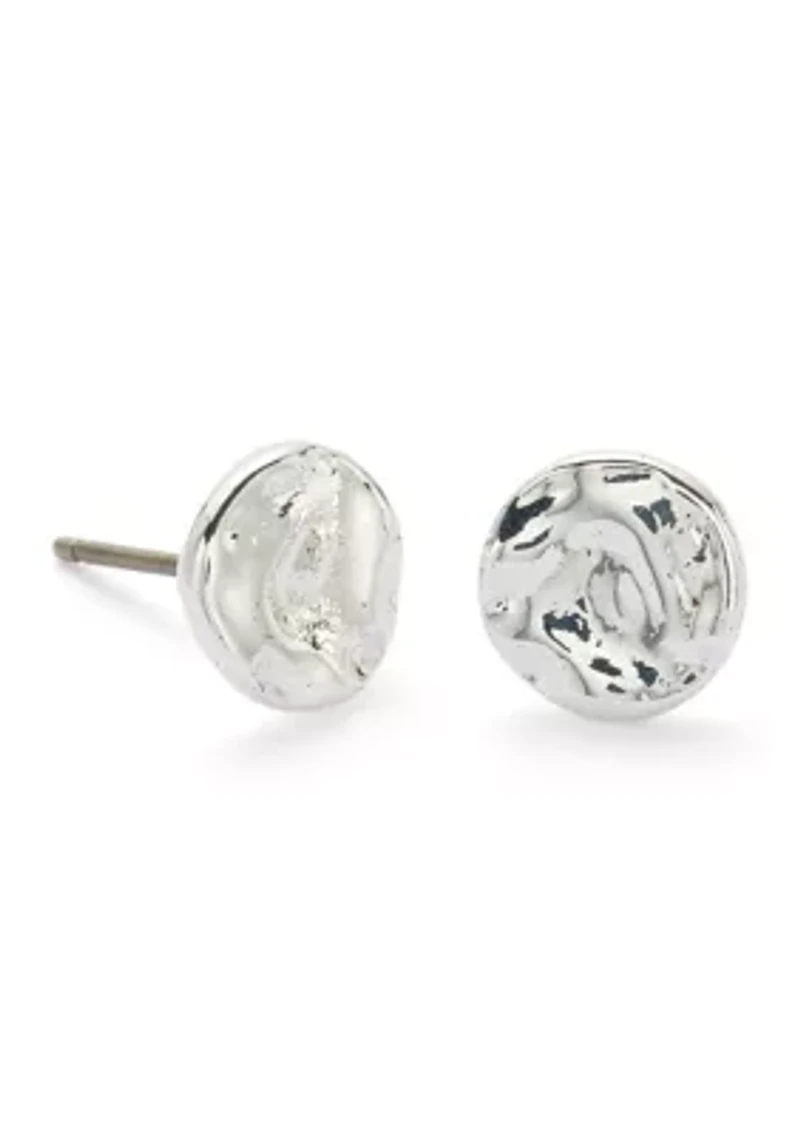 Silver Tone Molten Necklace and Earring Set