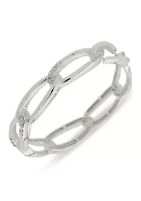Silver Tone Crystal Pavé Link Stretch Bracelet