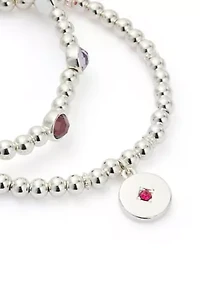 Silver Tone Stone Stretch Bracelet Set