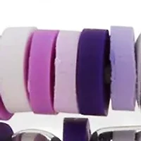 Silver Tone Purple 3 Row Bead Stretch Bracelet Set