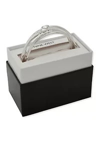 Silver Tone Crystal 3 Row Bangle Bracelet Set
