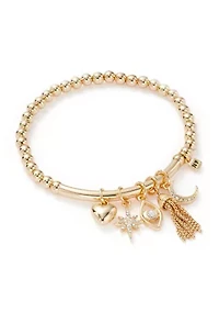 Gold Tone Charm Stretch Bracelet