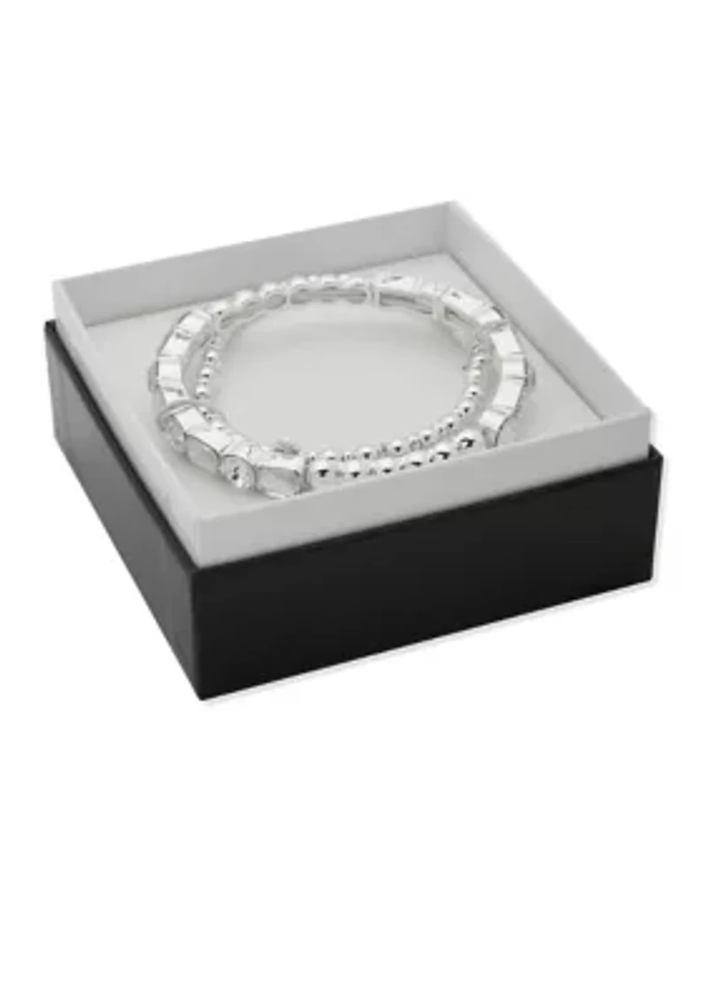 Crystal Baguette Stretch Bracelet Set